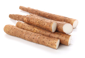 Fresh  yam on white background.