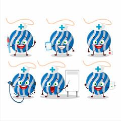Doctor profession emoticon with christmas lights blue cartoon character