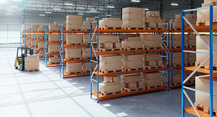 Forklift preparing products for shipment