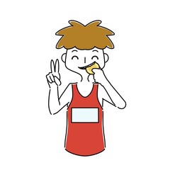 メダルを噛む選手　金メダル