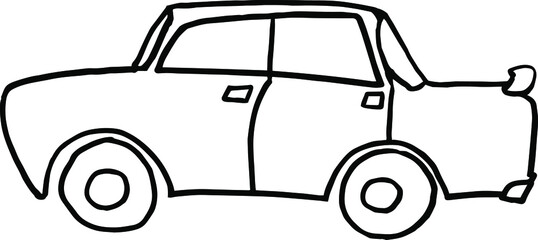 Simple vector drawing of a car. Old-style car.