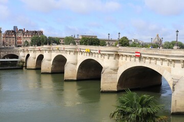 Fototapeta premium Le pont Neuf ou Pont-Neuf sur le fleuve Seine, ville de Paris, France