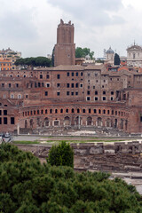 Obraz premium The ruins of Trajan's Markets with the Tower of the Militias in Rome