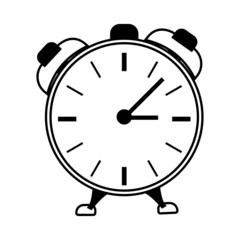 Alarm clock black and white vector icon