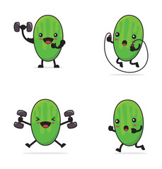 cucumber cartoon With fitness concept