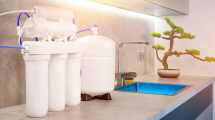 water filtration system. Home water purification filter