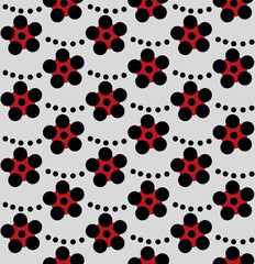 Japanese Cute Circle Flower Vector Seamless Pattern