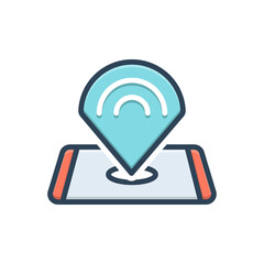 Color illustration icon for online connection