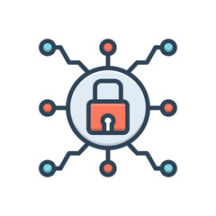 Color illustration icon for secure connection