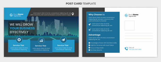 Corporate business postcard, fashion post card template, fitness postcard design template. Fully editable