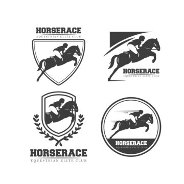 Set of equestrian horse race logo