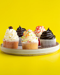 cupcakes with cream and frosting