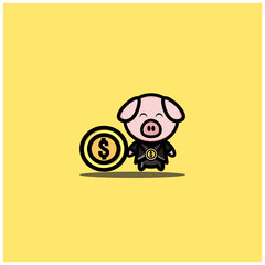 illustration vector graphic of nice wooden pig for financial symbol