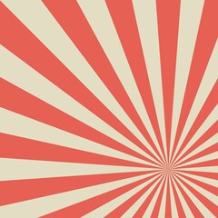 Sunlight retro faded horizontal background. Pale red and beige color burst backdrop. Fantasy Vector illustration.