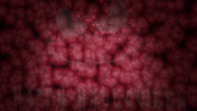 Creepy Halloween greeting card. Organic tissue texture. Cell pattern 4K animation