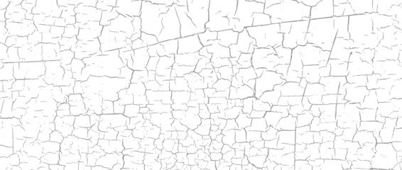 Craquelure grunge background. Cracked paint structure. Ceramic tile pattern. Exfoliate surface. Fine cracks surface. Vector overlay texture with aged effect 