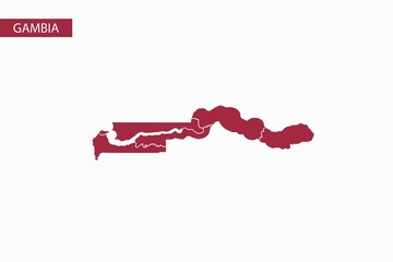 Gambia red map detailed vector.