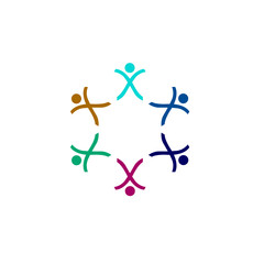 Colorful People Together Sign, Symbol, Logo isolated on White
