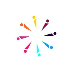 COLORFUL PEOPLE TOGETHER SIGN SYMBOL LOGO ISOLATED ON WHITE