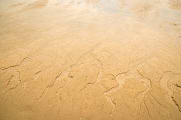Water erodes the sand on the beach