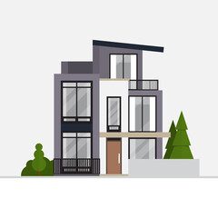 Vector illustration of cool detailed modern house icon on white background. suitable for use as advertising.