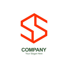 logo initials letters SS with a hexagon shape. orange color. white background. Unique and simple combination logo design. for company brands and trademarks. modern logo template