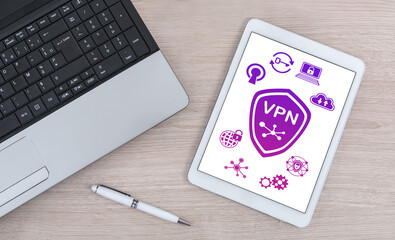 Vpn concept on a digital tablet