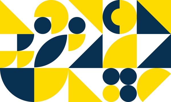Fototapeta Geometry minimalistic artwork poster with simple shape and figure square, triangle, circle. Abstract vector pattern design background