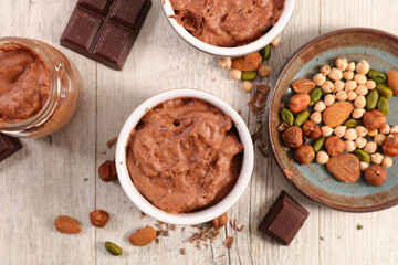 homemade chocolate mousse with nuts