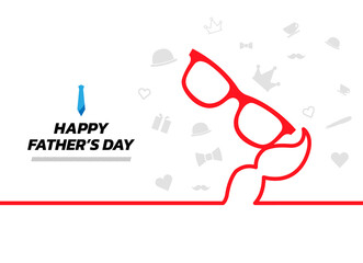 Minimal line Happy Fathers Day. Minimal line icon elements background. Fathers Day continuous line drawing, vector illustration. Vector illustration. Happy Fathers Day Banner.