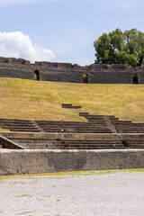 View on Amphitheatre of Pompeii  buried by the eruption of Vesuvius volcano in 79 AD, Pompeii,...