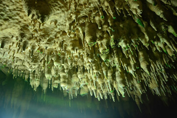 Amazing the beauty of stalagmites and stalactites in the cave