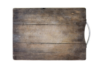 wooden round empty cutting board isolated on white background