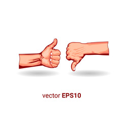 thumbs down and thumbs up hand illustration vector image