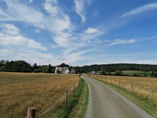 Hiking Sk&aring;neleden in the forest and hills of Southern Sweden