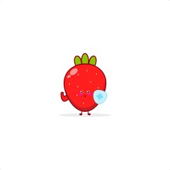 Strawberry cute character illustration smile happy mascot logo kids play toys template