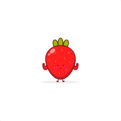 Strawberry cute character illustration smile happy mascot logo kids play toys template