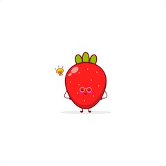 Strawberry cute character illustration smile happy mascot logo kids play toys template