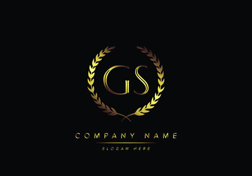 Alphabet letters GS monogram logo, gold color, luxury style