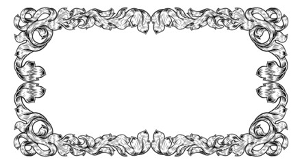 Filigree Heraldry Leaf Pattern Floral Border Frame