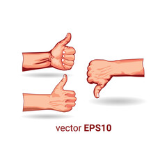 thumbs down and thumbs up hand illustration vector image