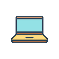 Color illustration icon for laptop
