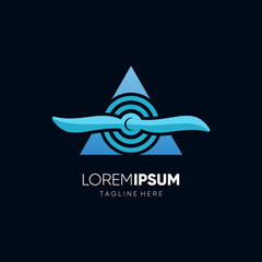 Triangle Airplane Propeller Logo Design Vector Graphic Icon Illustration © HendraGuns11