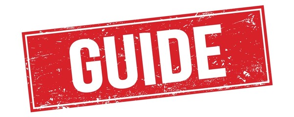 GUIDE text on red grungy rectangle stamp. © outchill