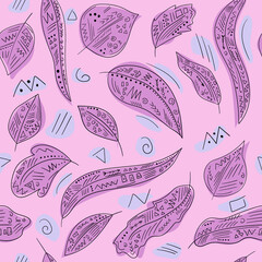 Seamless background with geometric leaves. Nature pattern