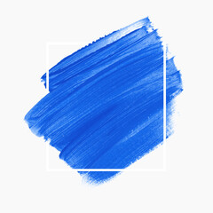 Blue acrylic brush stroke abstract artwork isolated over white background vector. Creative hand drawing design for logo, headline and sale banner.