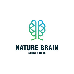 Nature brain logo template on modern style