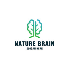 Nature brain logo template on modern style