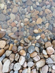 Baikal lake pebbles beach