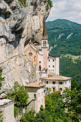 Sanctuary of the Madonna della Corona is located in the hamlet of Spiazzi in the municipality of Ferrara di Monte Baldo, in the province and diocese of Verona, in a hollow dug in Mount Baldo. - 450277539